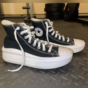 Black high top platform converse